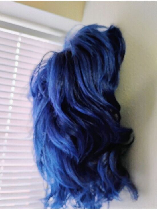 Other - Stylish Wavy Layered Blue Wig With Black Roots